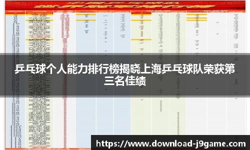 乒乓球个人能力排行榜揭晓上海乒乓球队荣获第三名佳绩